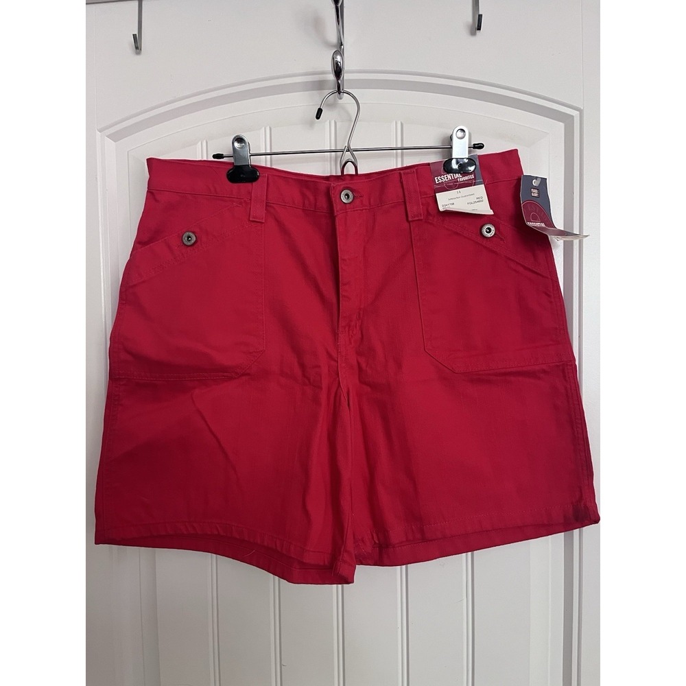 New Faded Glory Vintage Jean Shorts Women's 14 Red High Rise Denim Cotton 582